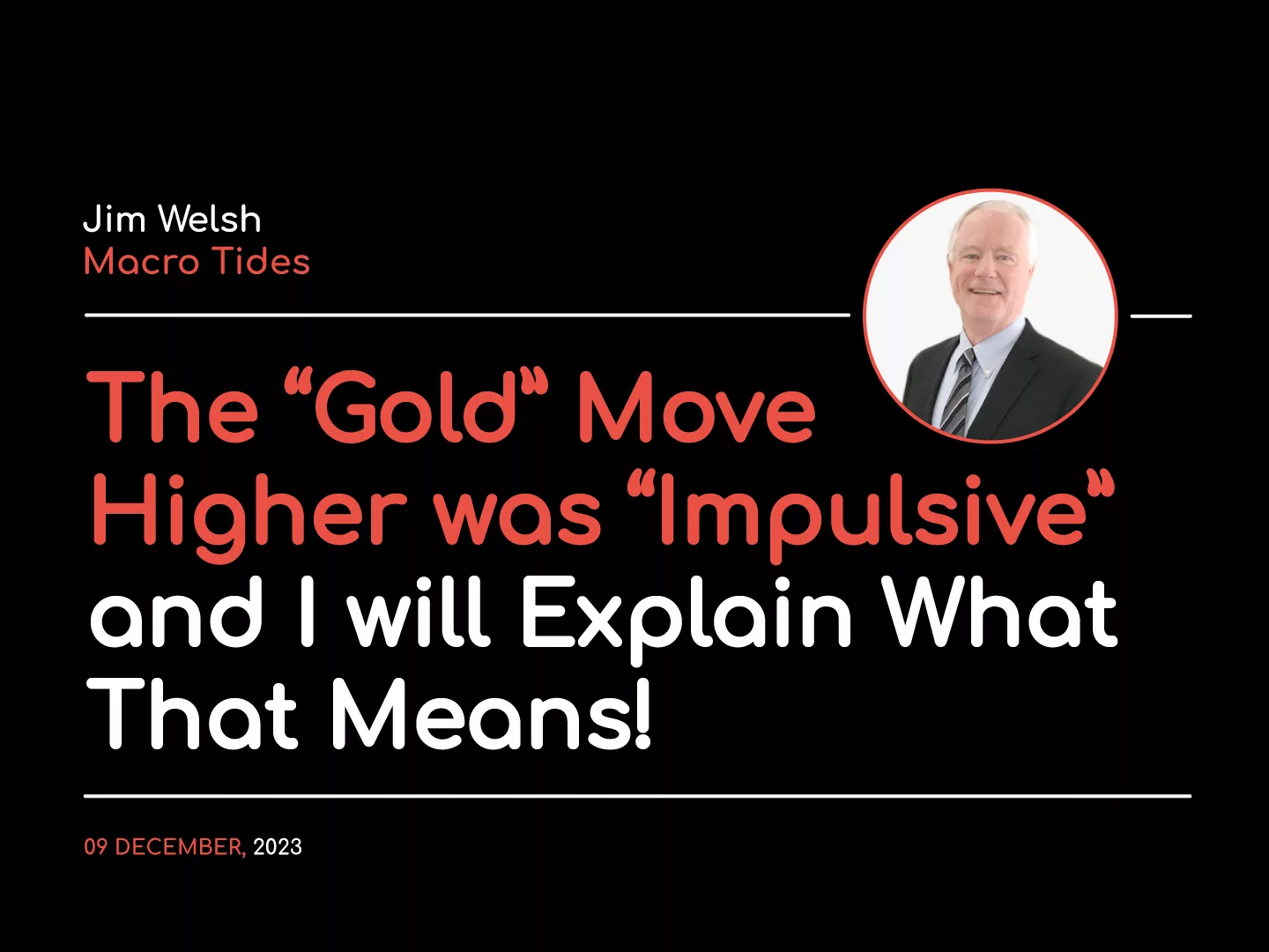 jim welsh gold move higher